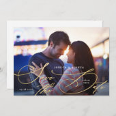 Elegante gouden kalligrafie Save the Date Kaart (Voorkant / Achterkant)