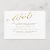 Elegante gouden kalligrafie script bruiloft detail informatiekaartje (Voorkant)