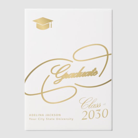 Elegante gouden kalligrafie script hoofdletter afs vellum uitnodigingen (Voorkant)