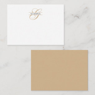 Elegante gouden kalligrafie split monogram notitiekaartje