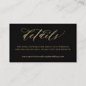 Elegante gouden kalligrafie zwart bruiloft details informatiekaartje (Voorkant)