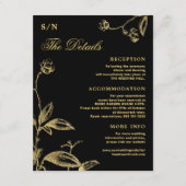 Elegante gouden kalligrafie zwart bruiloft details informatiekaartje (Voorkant)
