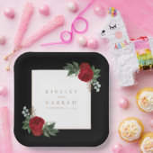 Elegante gouden kalligrafie zwart & wit bruiloft papieren bordje (Feest)