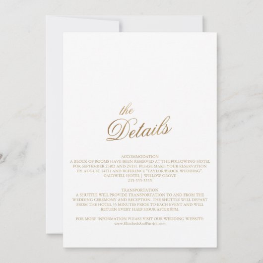 Elegante gouden kalligrafiedetails op de achterkan kaart (Achterkant)