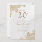 Elegante gouden kant  20e verjaardag kaart (Voorkant)