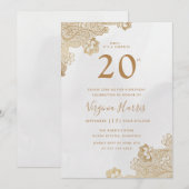 Elegante gouden kant  20e verjaardag kaart (Voorkant / Achterkant)