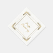 Elegante gouden kant Happy Anniversary servetten (Hoek)