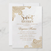 Elegante gouden kant  lief zestien 16 jaar kaart (Voorkant)