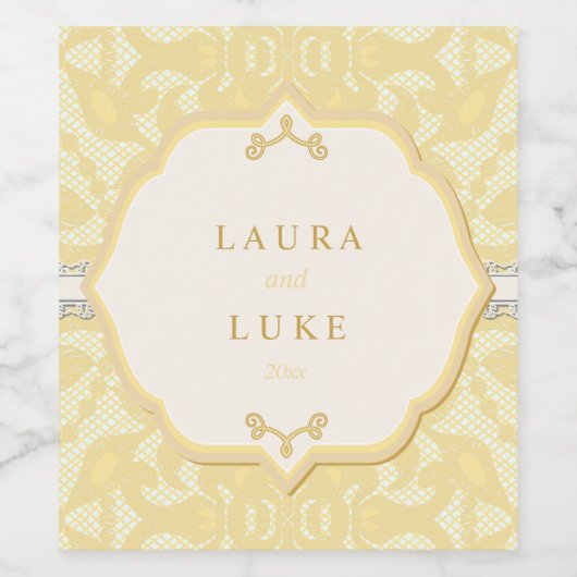 Elegante gouden kant wijn etiket (Enkel label)