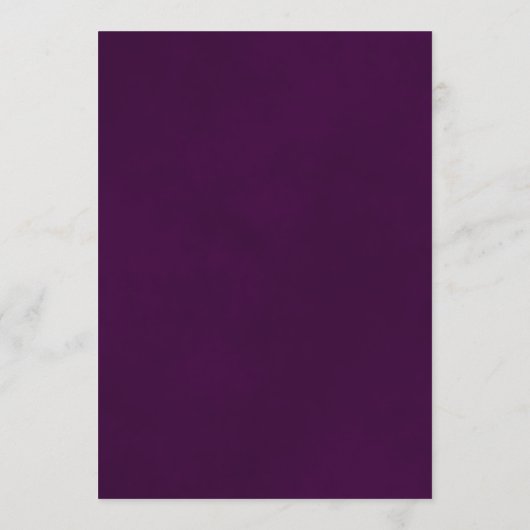 Elegante gouden kanten franjes op pruim Paarse bru Menu (Achterkant)