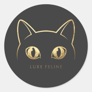 Elegante Gouden Kat Lijn Kunst Vinyl Sticker