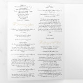 Elegante Gouden Katholieke Huwelijksmassa Drieluik Programma (Binnenzijde eerst)