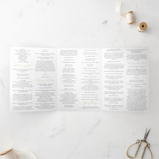 Elegante Gouden Katholieke Huwelijksmassa Drieluik Programma (Binnen)