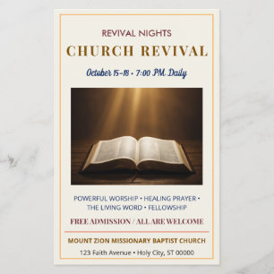 Elegante Gouden Kerk Revival Evenement Religieus Flyer
