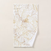 Elegante gouden kersenbloesem bloemen wit ontwerp bad handdoek (Handdoek)