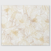 Elegante gouden kersenbloesem bloemen wit ontwerp cadeaupapier (Vlak)