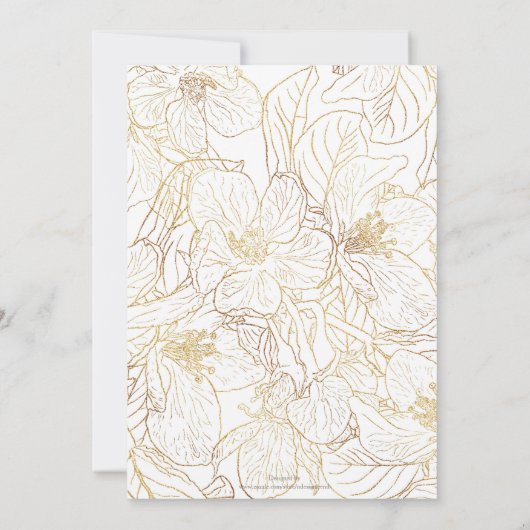 Elegante gouden kersenbloesem bloemen wit ontwerp kaart (Achterkant)