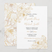 Elegante gouden kersenbloesem bloemen wit ontwerp kaart (Voorkant / Achterkant)