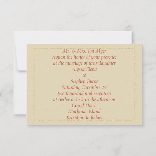 Elegante gouden kerst bruiloft uitnodiging (Achterkant)