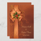 Elegante gouden kerst bruiloft uitnodiging (Voorkant / Achterkant)