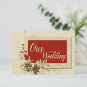 Elegante gouden kerst bruiloft uitnodiging (Staand voorkant)