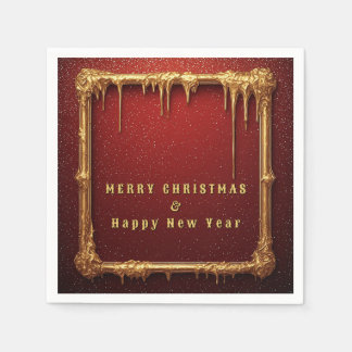 Elegante Gouden Kerst Drip Frame Servet