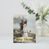 Elegante gouden kerst eerste getrouwde verloofde F Feestdagenkaart (Staand voorkant)