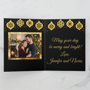 Elegante gouden kerst gevouwen wenskaart kaart