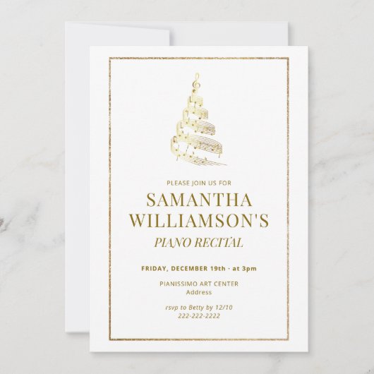 Elegante Gouden Kerst Piano Recital & Programma (Voorkant)