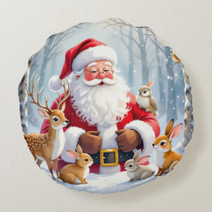Elegante Gouden Kerst Ronde Kussen