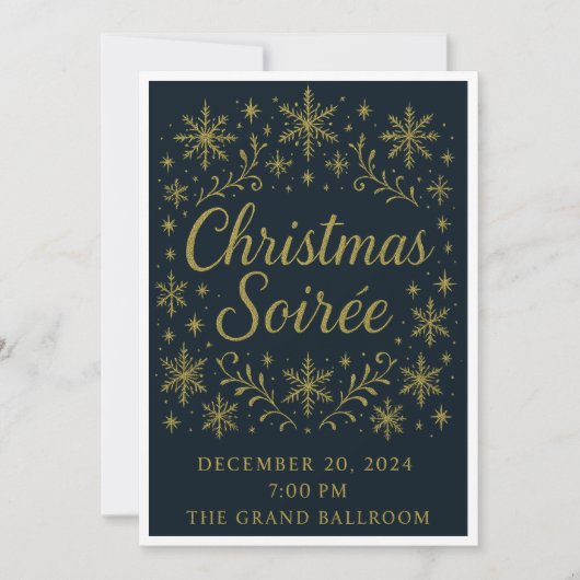 Elegante Gouden Kerst Uitnodiging Soirée (Voorkant)