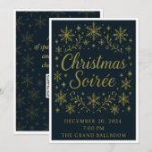 Elegante Gouden Kerst Uitnodiging Soirée (Voorkant / Achterkant)