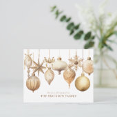 Elegante gouden kerst Waterverf Ornamenten Feestdagenkaart (Staand voorkant)