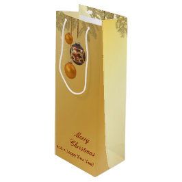 Elegante Gouden Kerst Wijn Cadeautas
