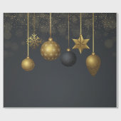 Elegante gouden kerstballen donkere vakantie cadeaupapier (Vlak)