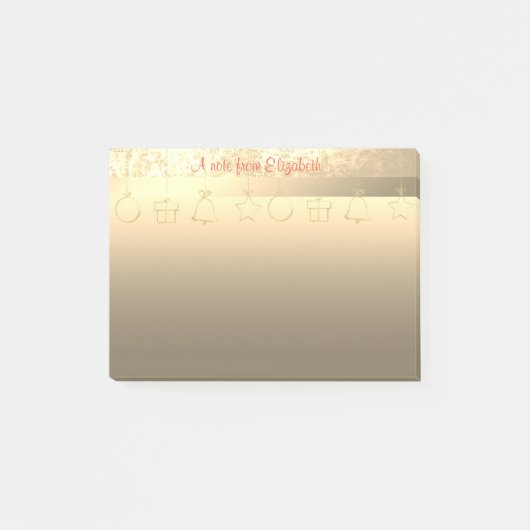 Elegante gouden kerstballen - gepersonaliseerd post-it® notes (Voorkant)