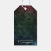 Elegante gouden kerstbel met feestelijke Bow Holly Cadeaulabel (Achterkant)