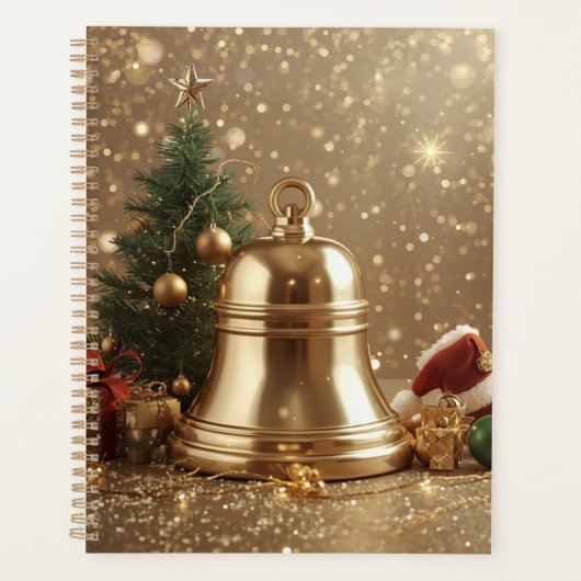 Elegante Gouden Kerstbel Planner (Voorkant)