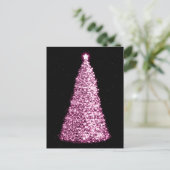 Elegante gouden kerstbomen roze feestdagenkaart (Staand voorkant)