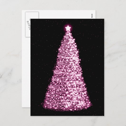 Elegante gouden kerstbomen roze feestdagenkaart (Voorkant / Achterkant)