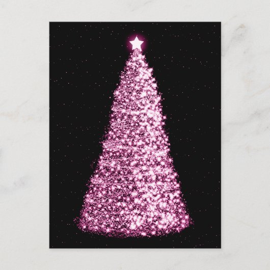 Elegante gouden kerstbomen roze feestdagenkaart (Voorkant)