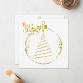 Elegante gouden kerstboom begroeting notitiekaartje (Voorkant / Achterkant in situ)