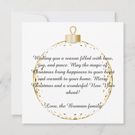 Elegante gouden kerstboom begroeting notitiekaartje (Achterkant)