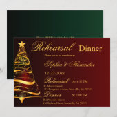 Elegante gouden kerstboom bruiloft repetitie kaart (Voorkant / Achterkant)