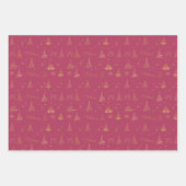 Elegante gouden kerstboom Doodles Inpakpapier Vel (Voorkant 3)