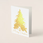 Elegante Gouden Kerstboom & Geschenken Foto Echt Folie Kaarten (Voorkant)
