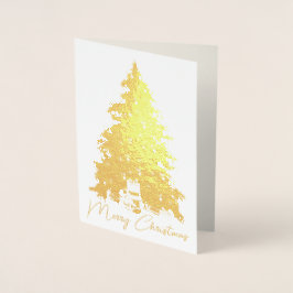 Elegante Gouden Kerstboom & Geschenken Foto Echt Folie Kaarten