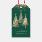 Elegante gouden kerstboom glitter sneeuw cadeaulabel (Achterkant)