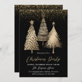 Elegante gouden kerstboom glitter sneeuw kaart (Voorkant / Achterkant)