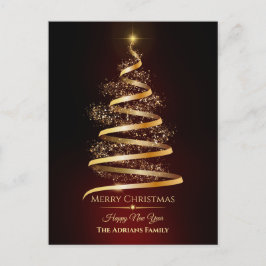 Elegante gouden kerstboom met sprankelend licht feestdagenkaart